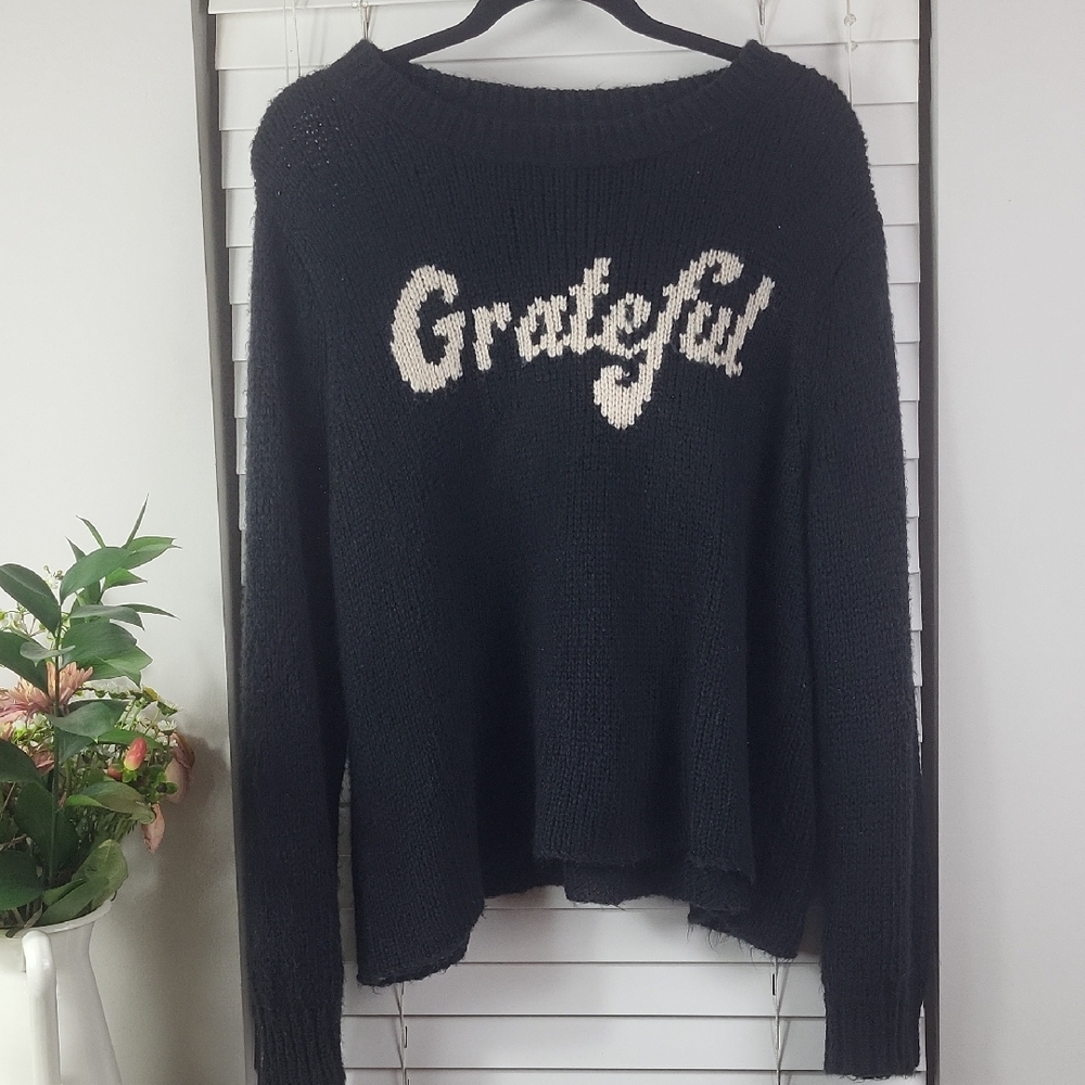 💛 Wooden Ships‎ "Grateful" Relax fit Black Sweater. Size M/L